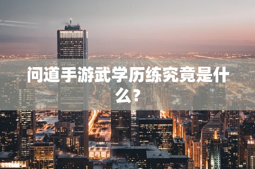 问道手游武学历练究竟是什么？