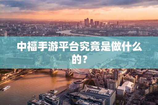 中福手游平台究竟是做什么的？